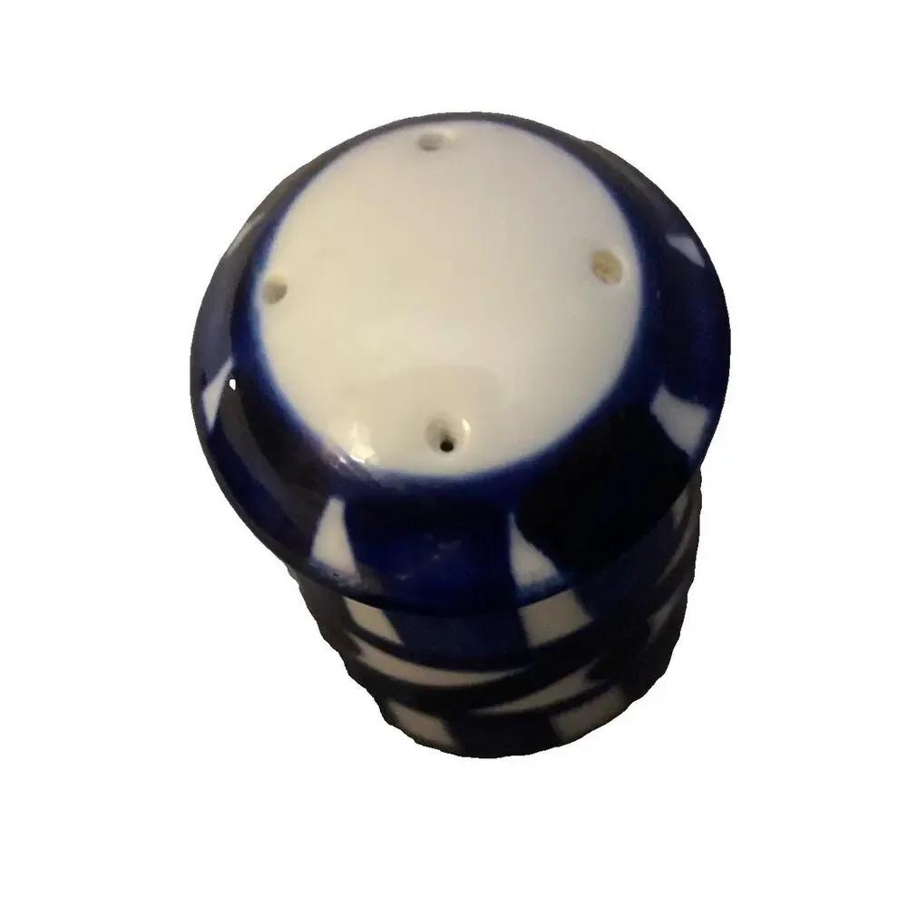 Dansk Arabesque Salt Shaker Ceramic Mid Century Blue White 2.875